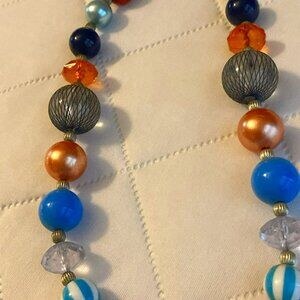 Bubble Necklace, orange and blue